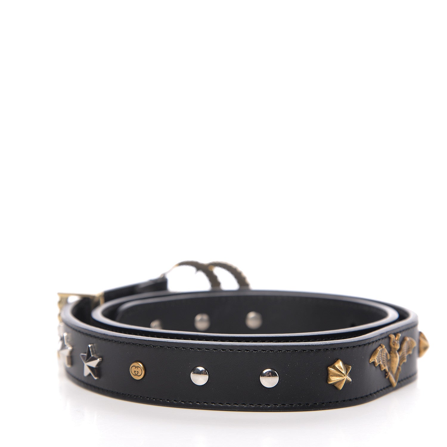 Gucci Calfskin Star Studded Torchon Double G Belt 75 30 Black 2 of 6