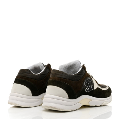 Chanel Fabric Calfskin Suede CC Womens Sneakers 36.5 Dark Green 4 of 8