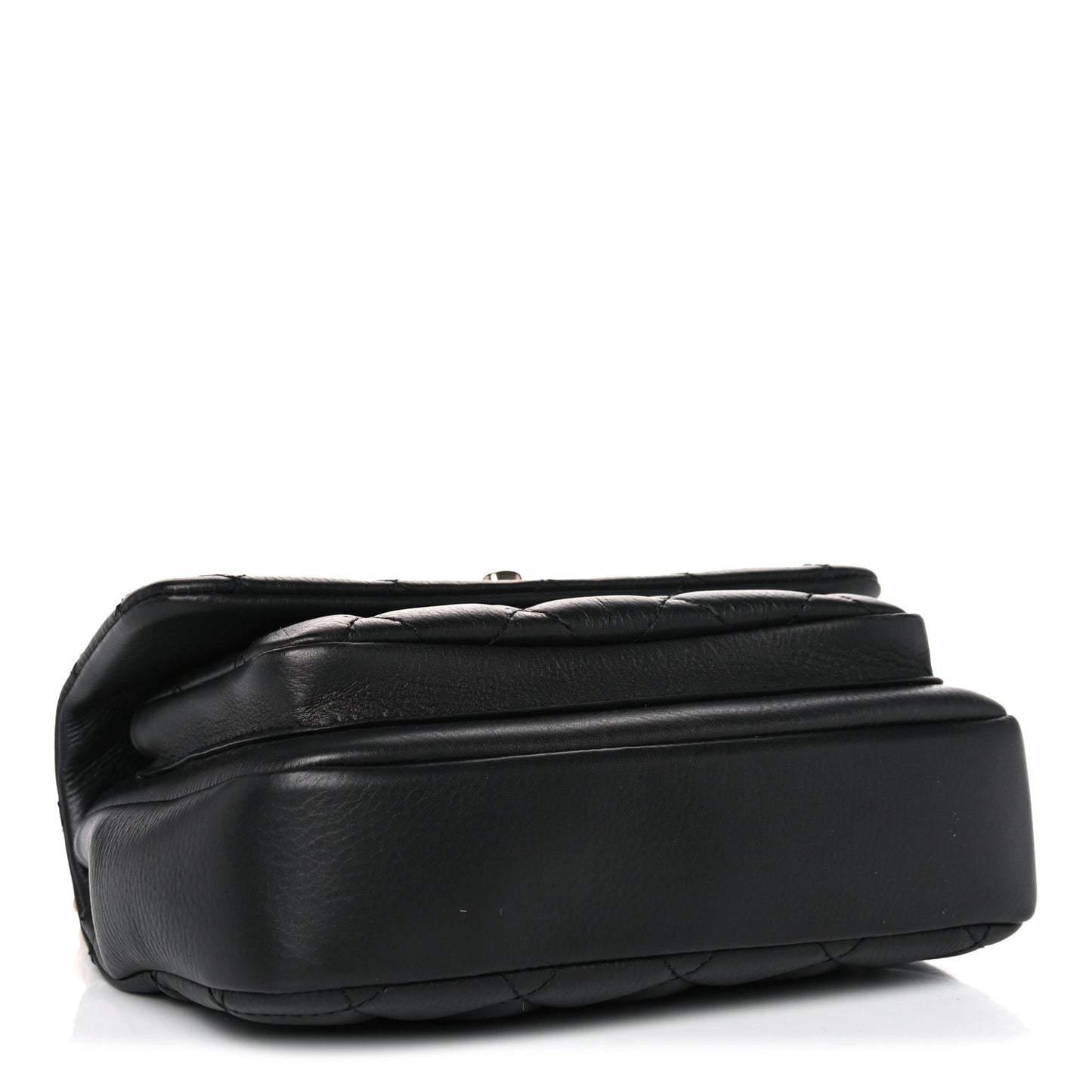 Calfskin Quilted Top Handle Flap Black