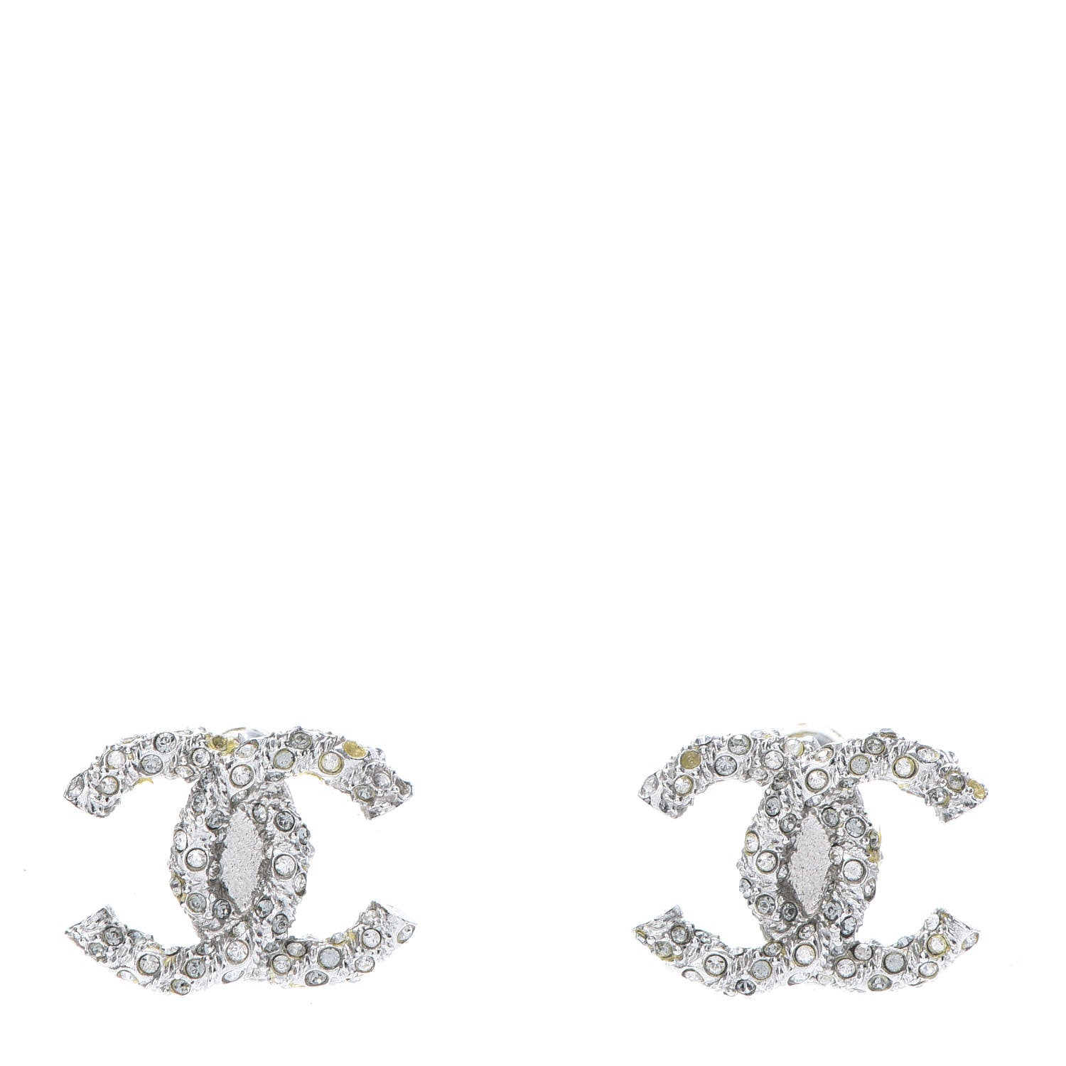Chanel Crystal CC Earrings Silver 1 of 8