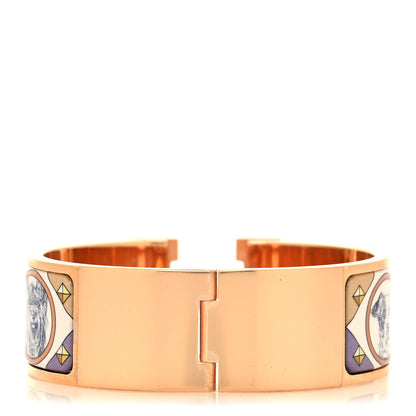 Hermes Enamel Printed Colliers et Chiens Wide Clic Clac H Bracelet PM Lilas 3 of 5