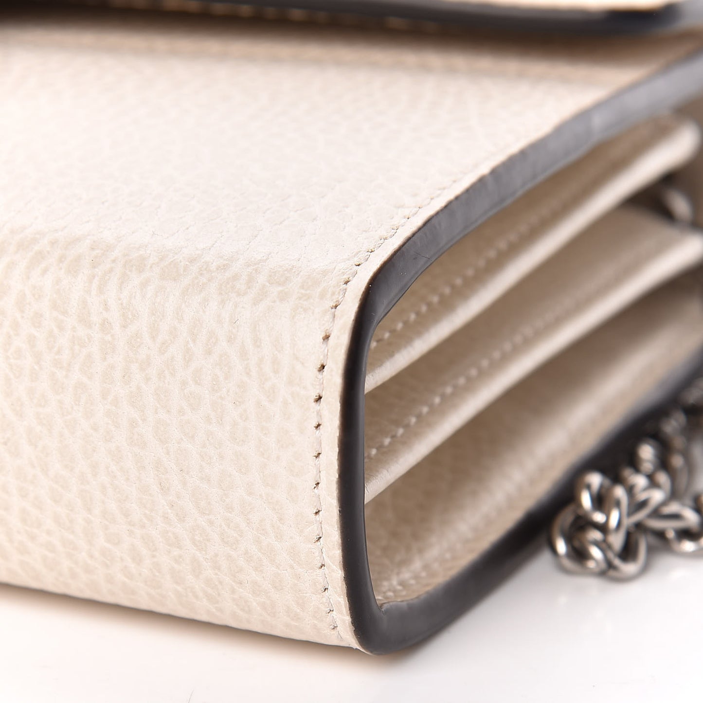 Dollar Calfskin Mini Dionysus Chain Wallet Mystic White