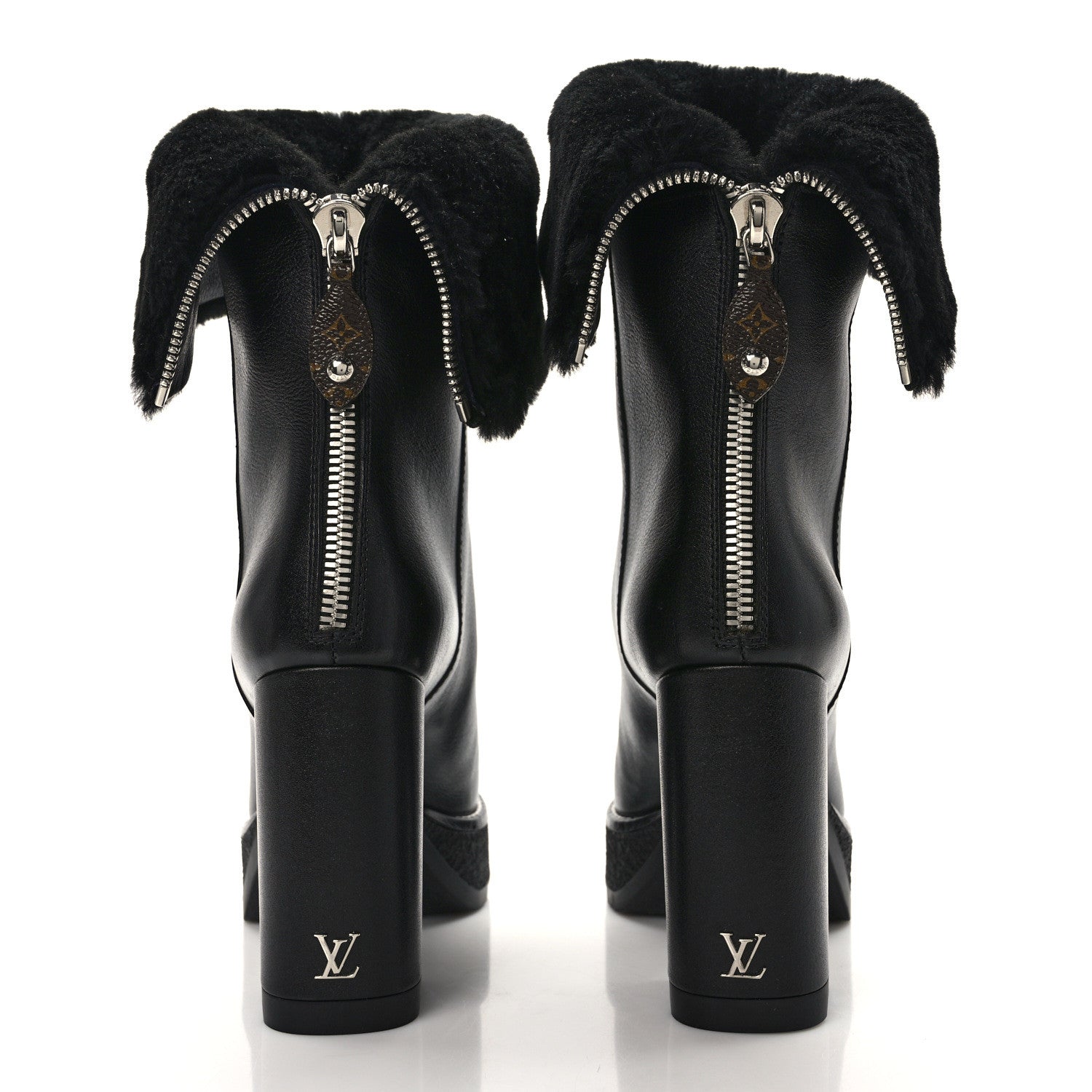Louis Vuitton Calfskin Shearling Beaubourg Ankle Boots 37 Black 5 of 8
