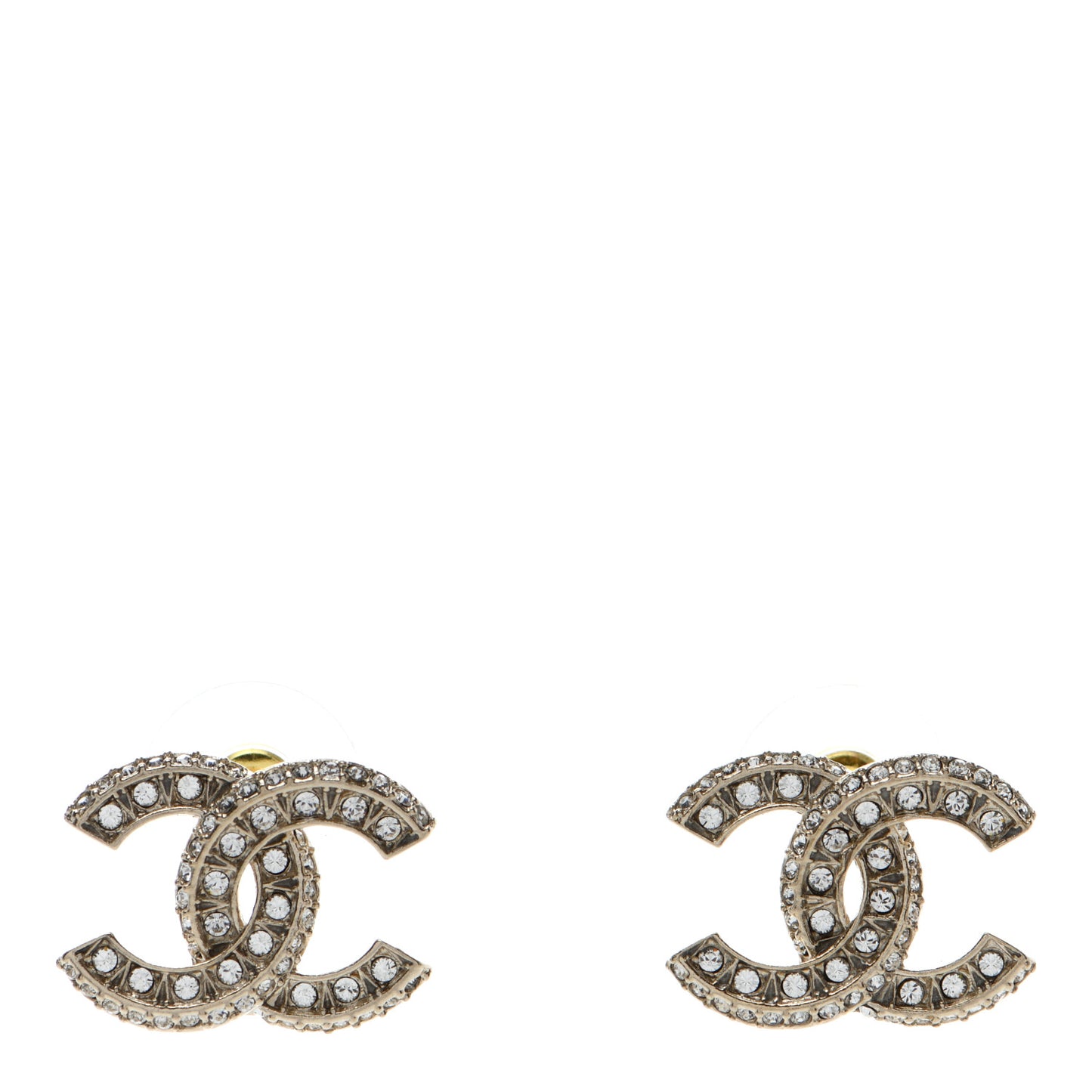 Crystal Timeless CC Earrings Light Gold