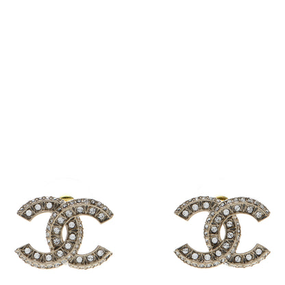 Chanel Crystal Timeless CC Earrings Light Gold 1 of 5