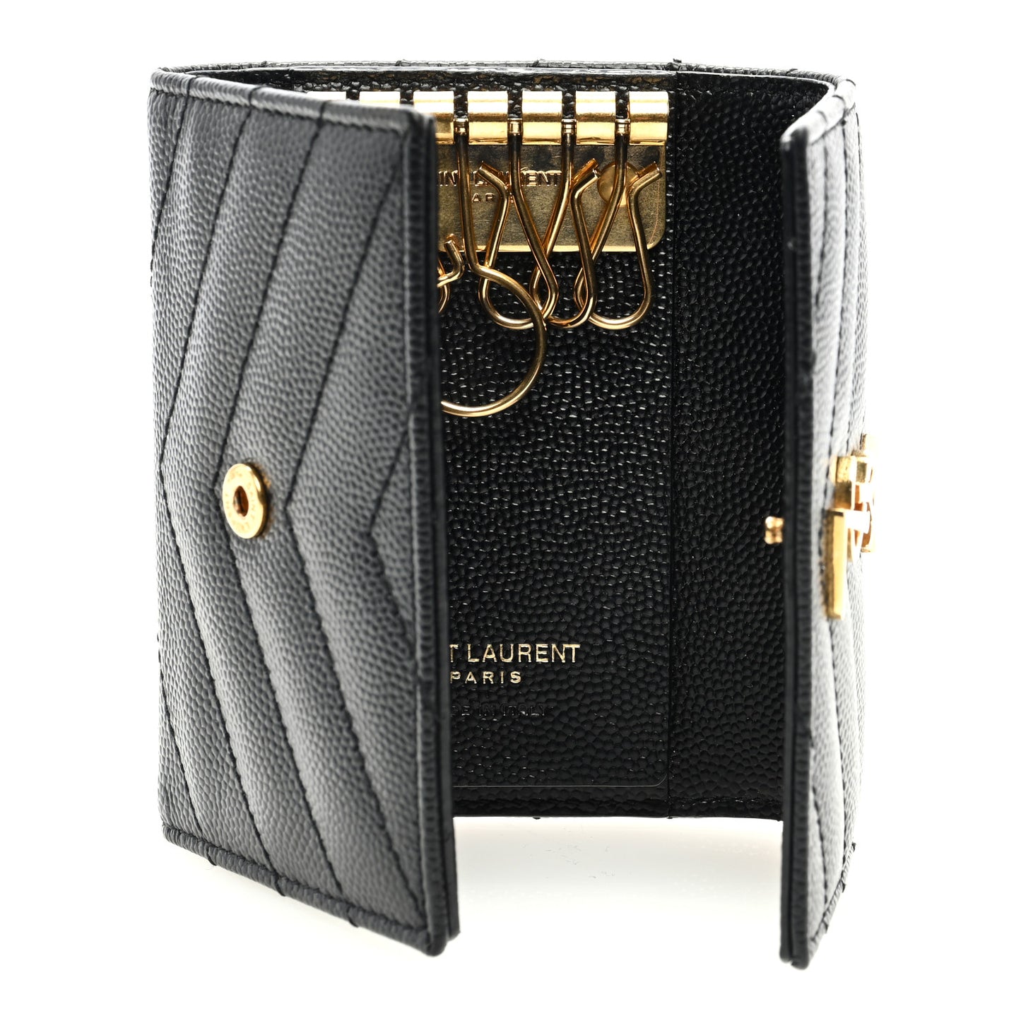 Grain de Poudre Matelasse Cassandre Monogram Slim Key Case Black