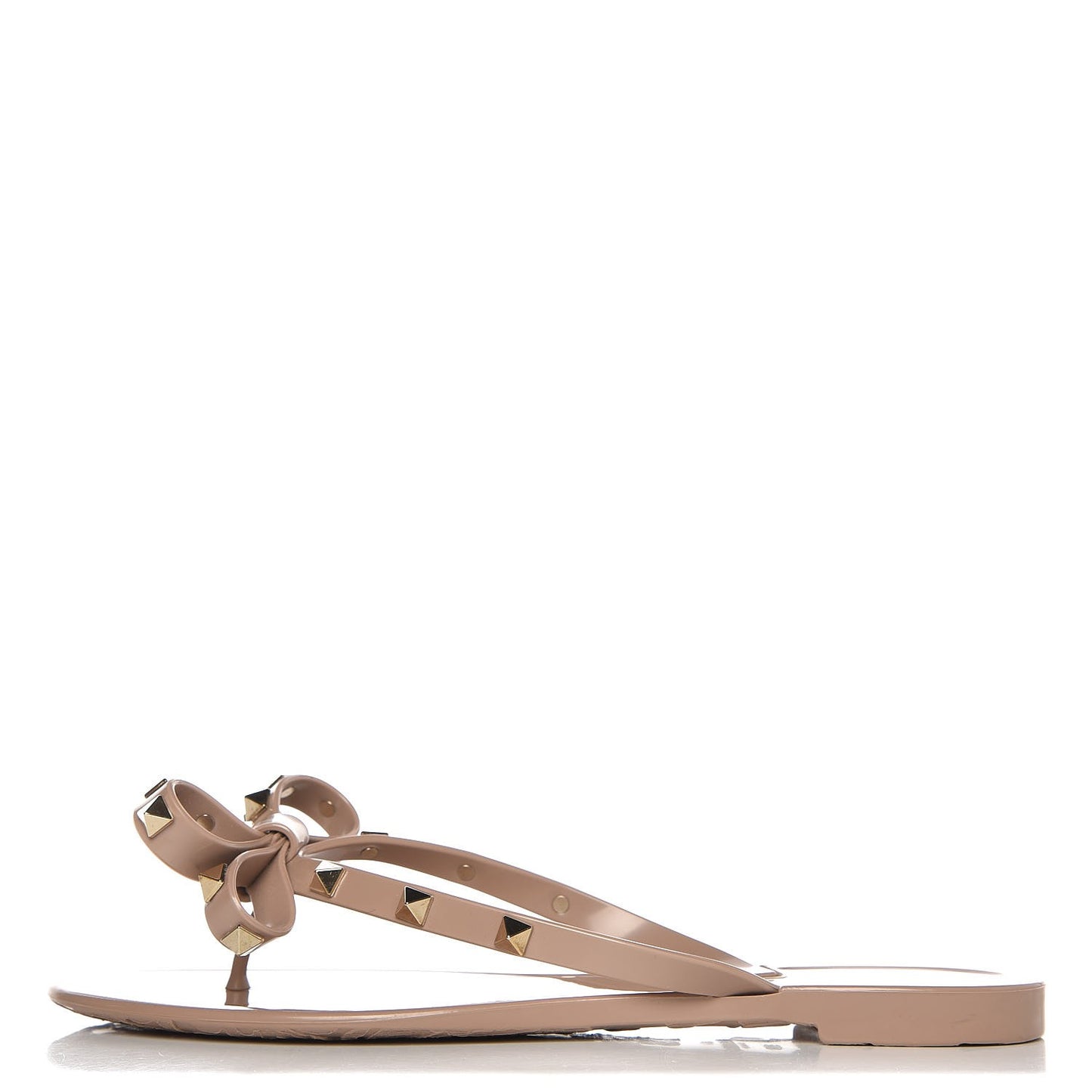 PVC Jelly Rockstud Bow Thong Sandals 38 Poudre