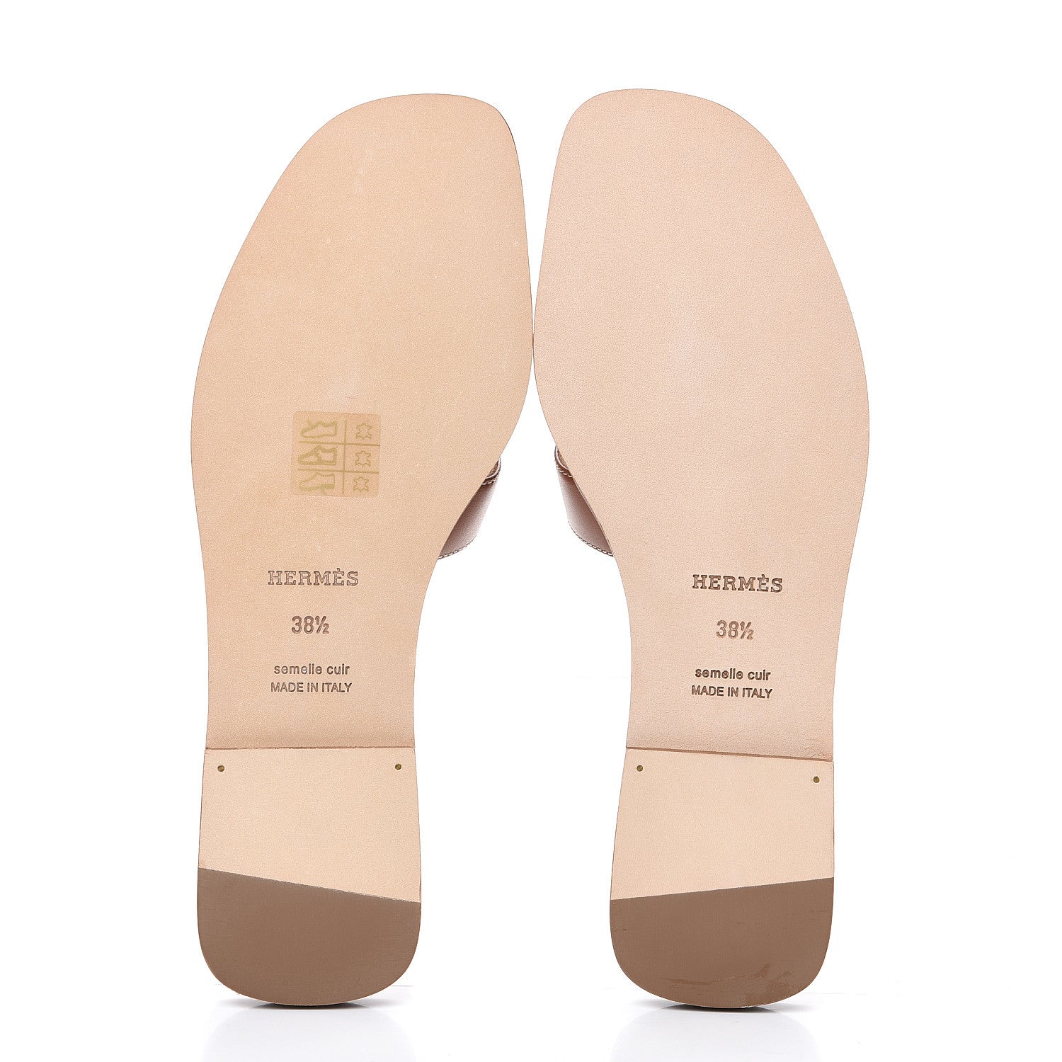 Hermes Box Calfskin Oran Sandals 38.5 Gold 6 of 8