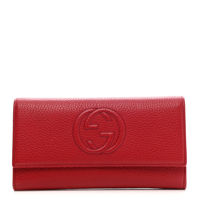 Gucci Pebbled Calfskin Large Soho Continental Wallet Red 1 of 8