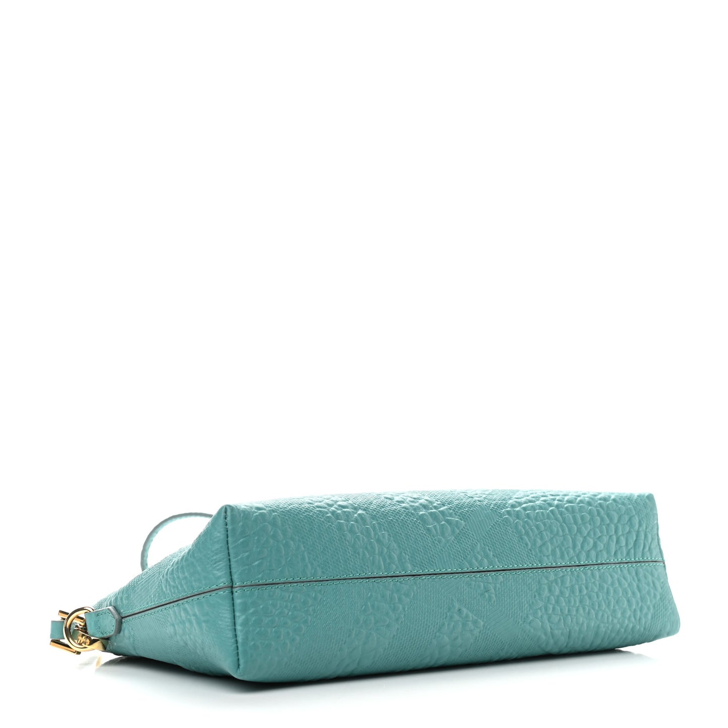 Signature Grain Calfskin Check Embossed Small Chichester Crossbody Clutch Bag Aqua Green