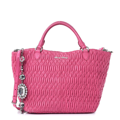 Miu Miu Nappa Matelasse Swarovski Crystal Tote Fuxia 1 of 14