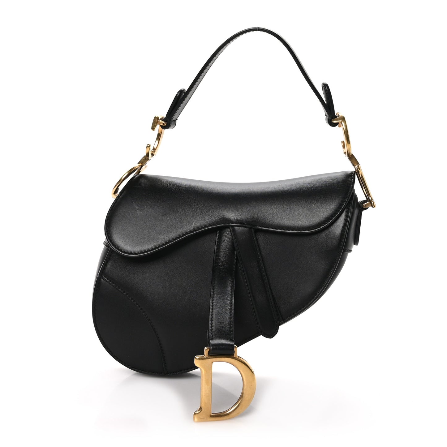 Calfskin Mini Saddle Bag Black