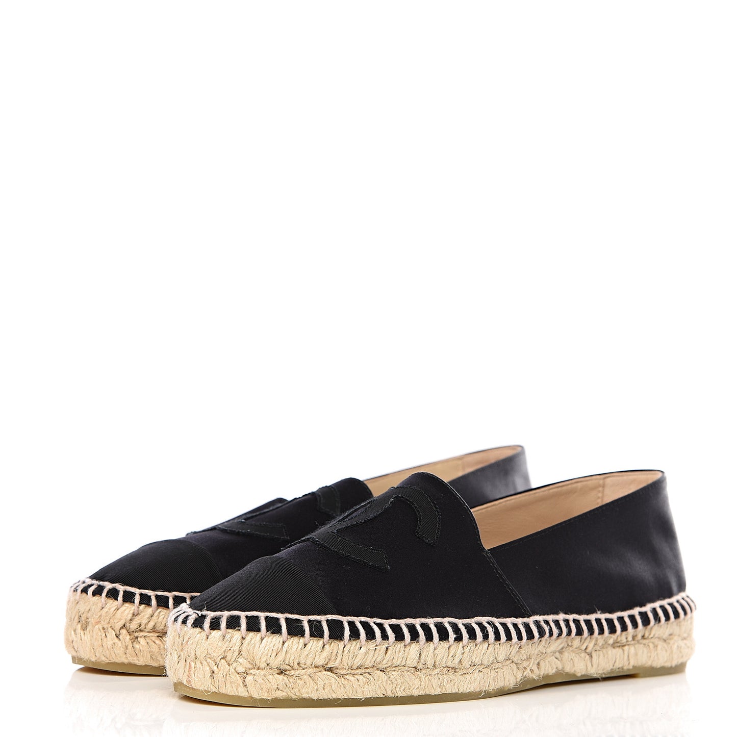 Satin Grosgrain CC Espadrilles 37 Black