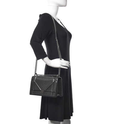 Christian Dior Metallic Patent Micro-Cannage Medium Diorama Flap Bag Graphite 2 of 13
