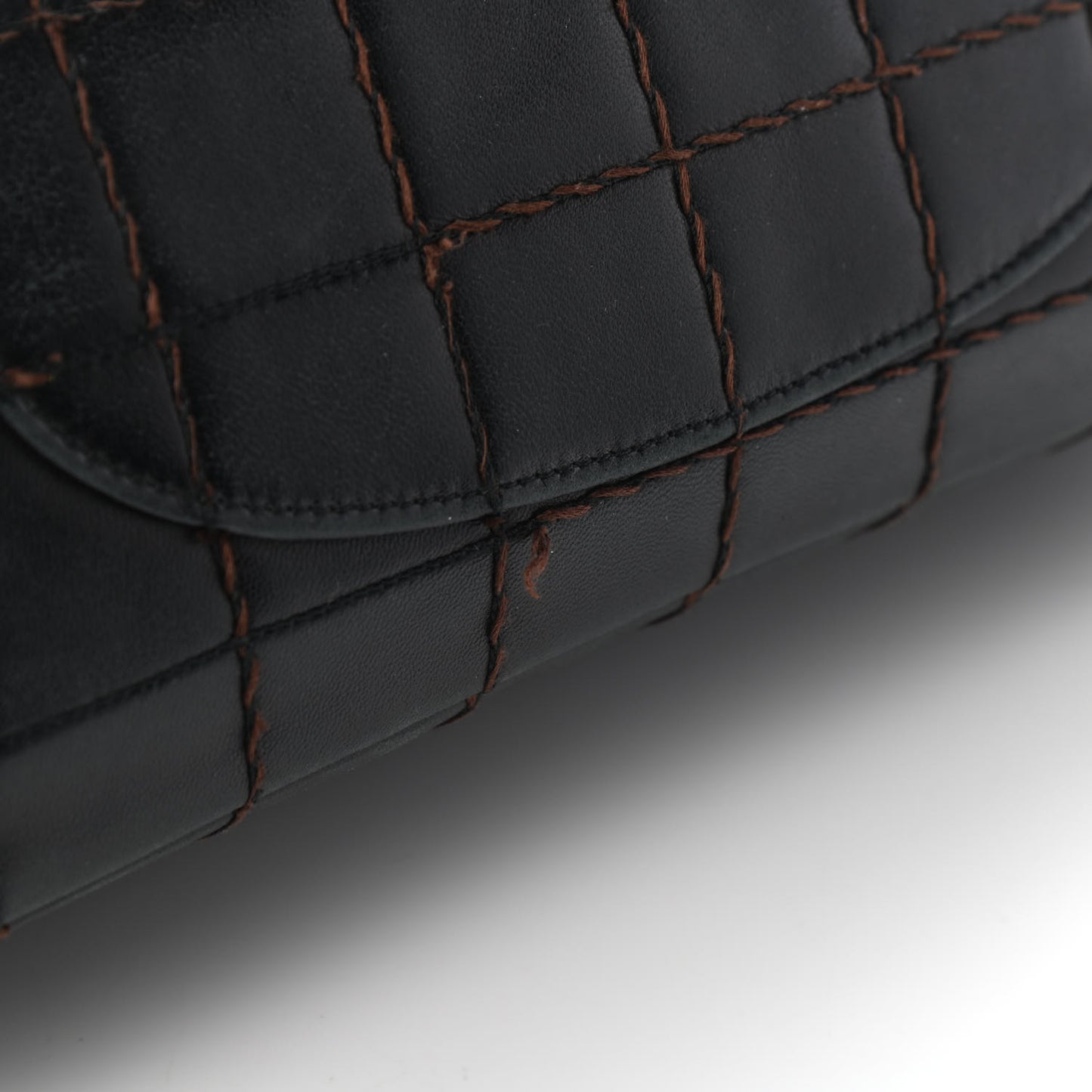 Lambskin Contrast Stitched Single Flap Black