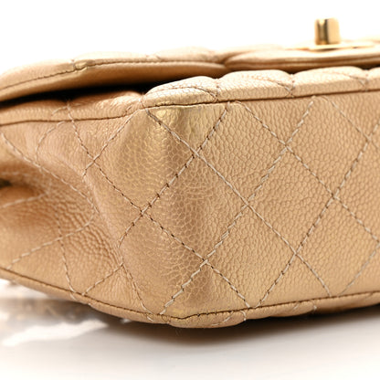 Chanel Pearly Caviar Quilted Mini Rectangular Flap Gold 9 of 12