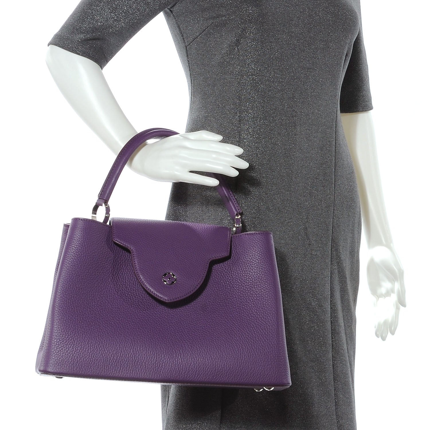 Louis Vuitton Taurillon Capucines MM Violet 2 of 9