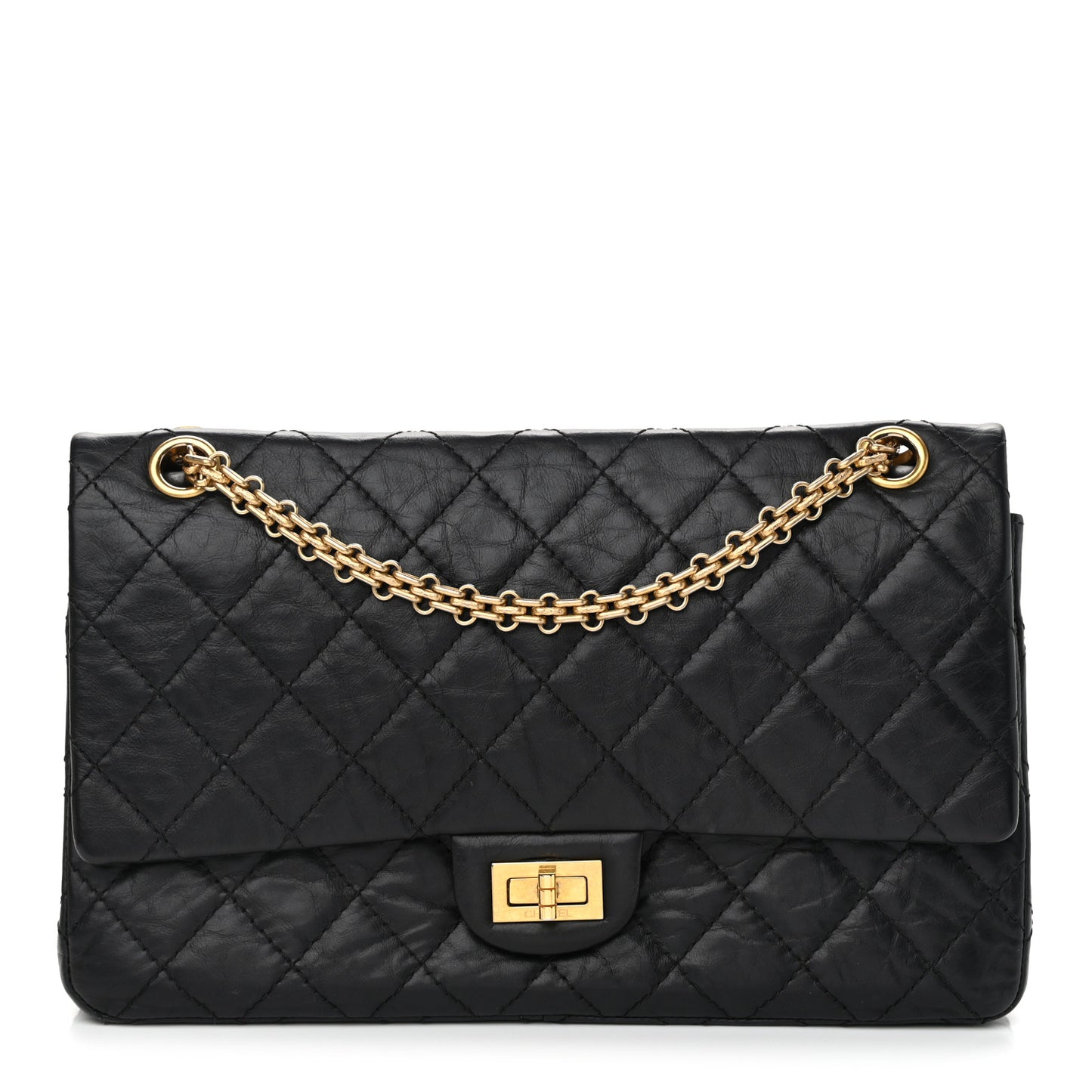 Aged Calfskin Quilted 2.55 Reissue 226 Flap Black
