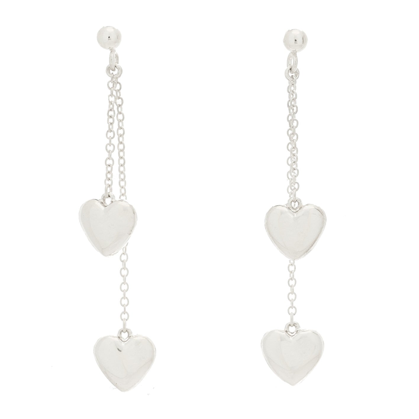 Tiffany Sterling Silver Double Heart Drop Earrings 1 of 5