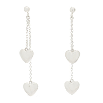 Tiffany Sterling Silver Double Heart Drop Earrings 1 of 5