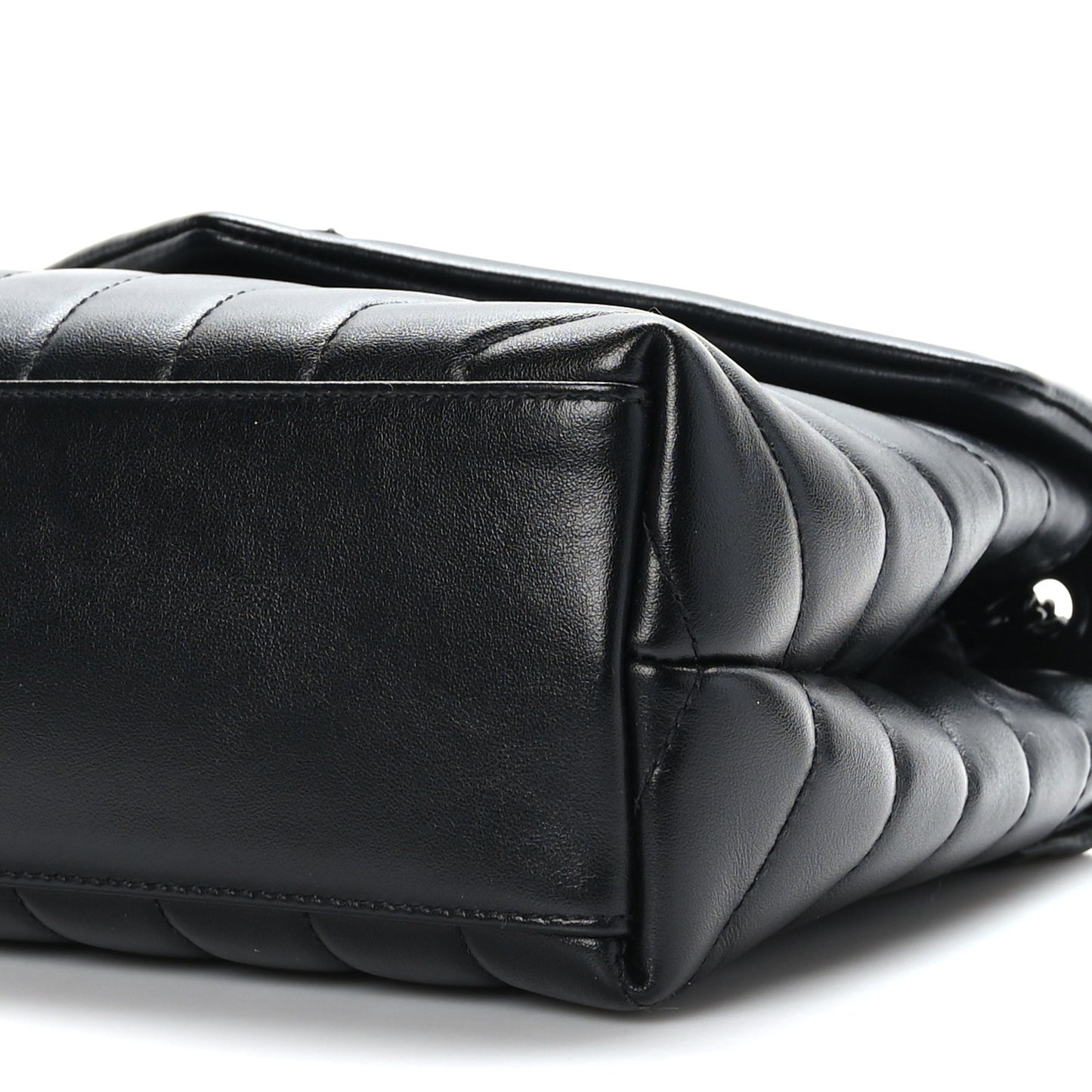 Calfskin Y Quilted Monogram Monochrome Small Loulou Chain Satchel Black