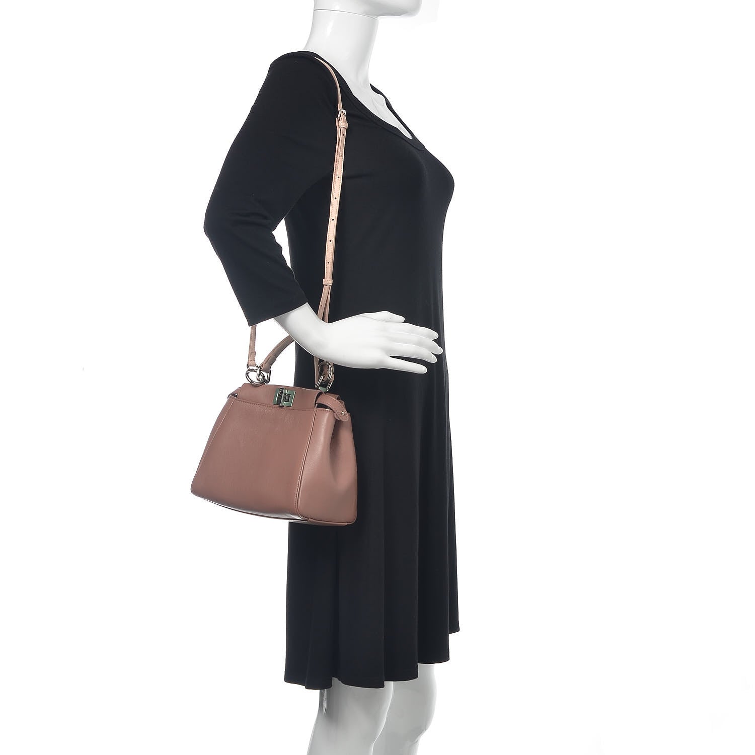 Fendi Nappa Colorblock Mini Peekaboo Iconic Satchel English Rose Plaster Oxigen 2 of 15