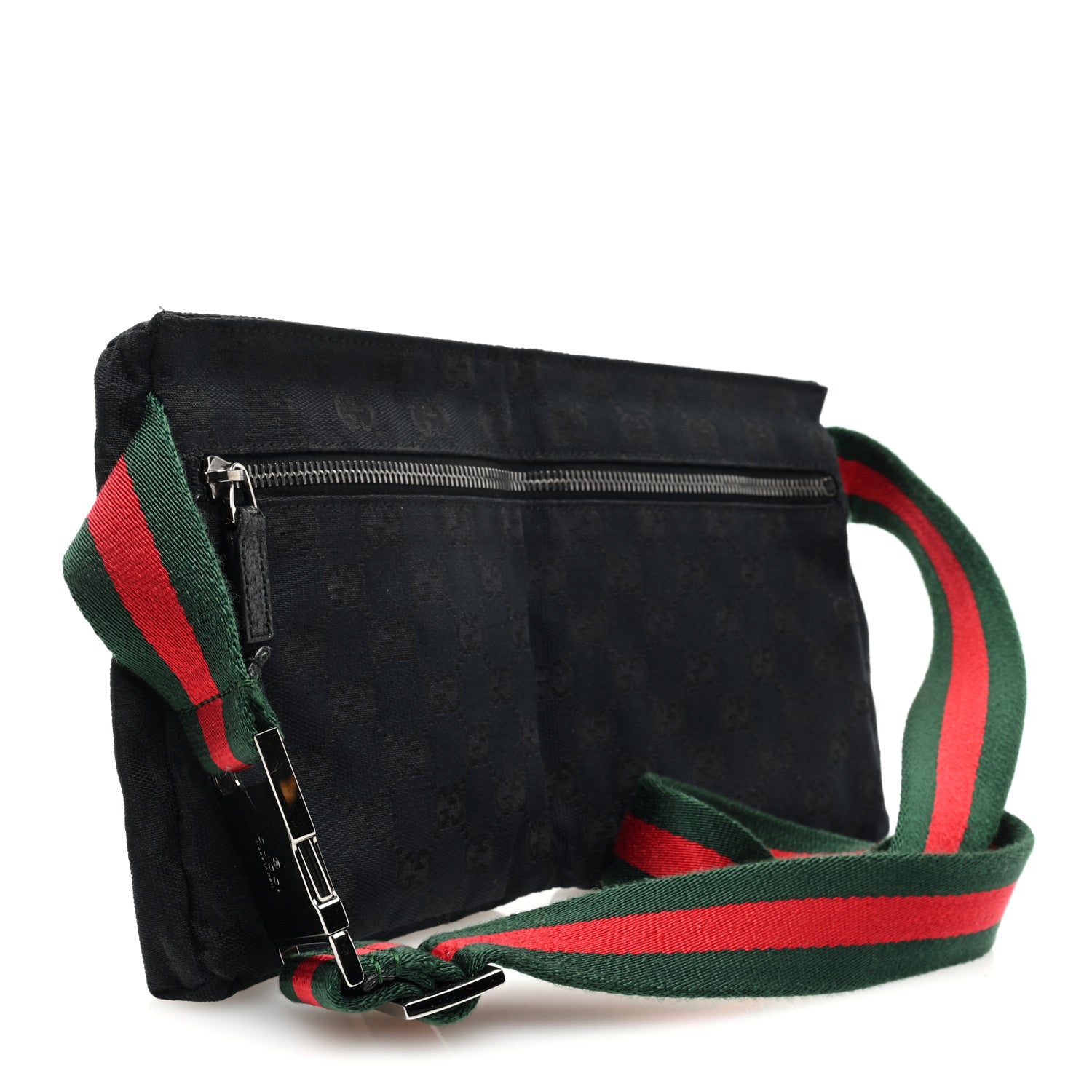 Gucci GG Monogram Web Double Pocket Belt Bag Black 3 of 10