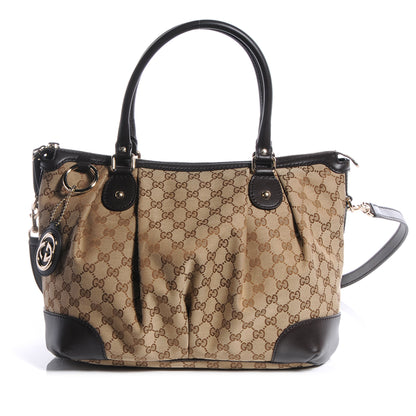 Gucci Monogram Large Sukey Top Handle Bag Beige Dark Brown 1 of 7