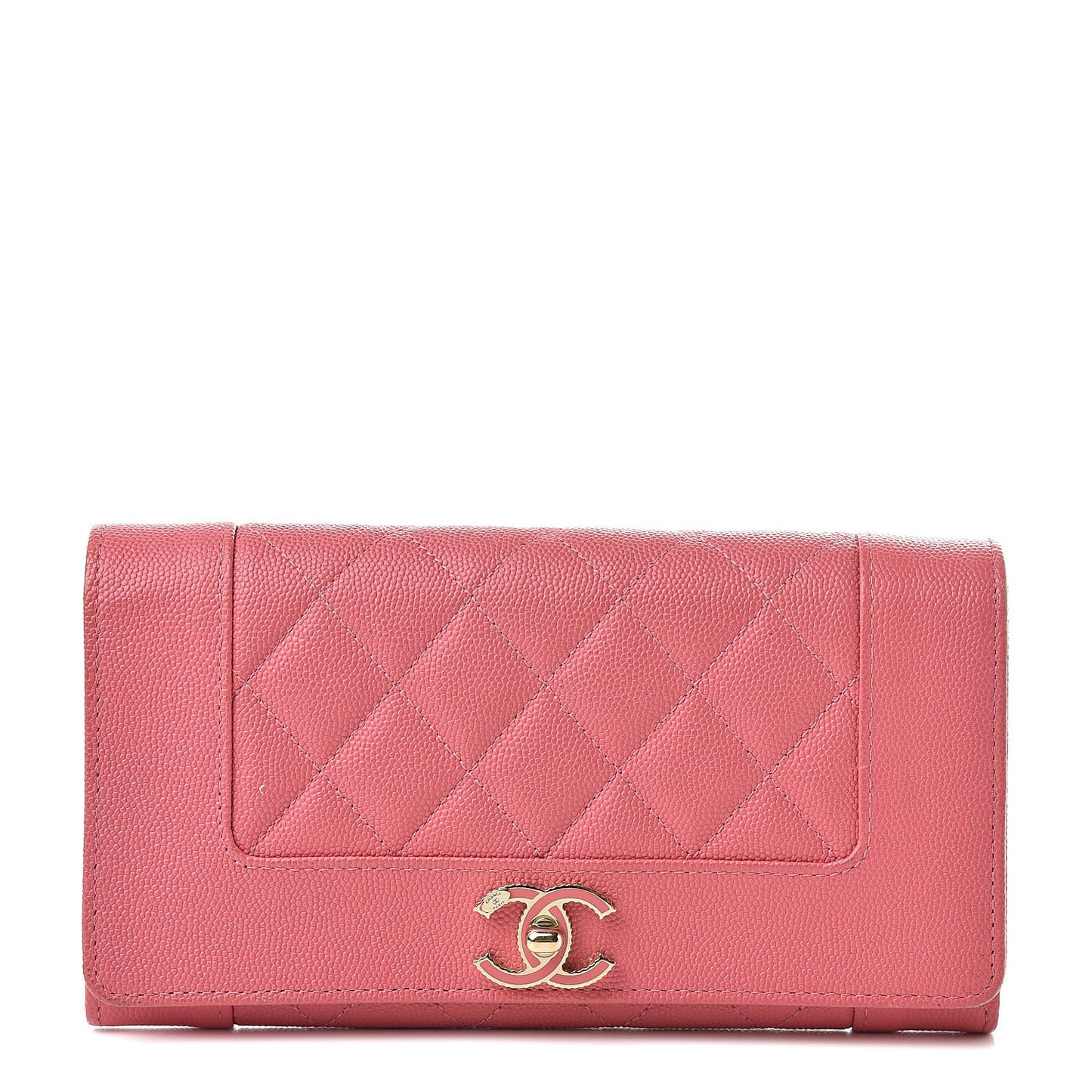 Caviar Quilted Mademoiselle Vintage Flap Wallet Pink