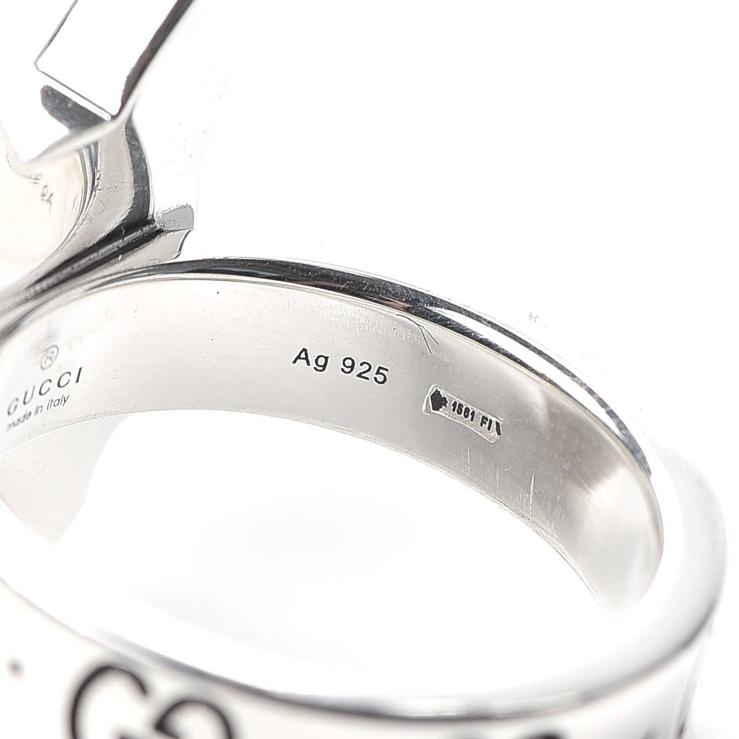 Gucci Sterling Silver Enamel Bosco Ring 54 7 6 of 6