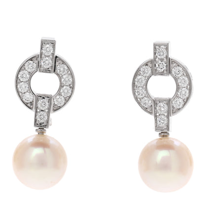 Cartier 18K White Gold Diamond Akoya Pearl 9mm Himalia Earrings 1 of 7