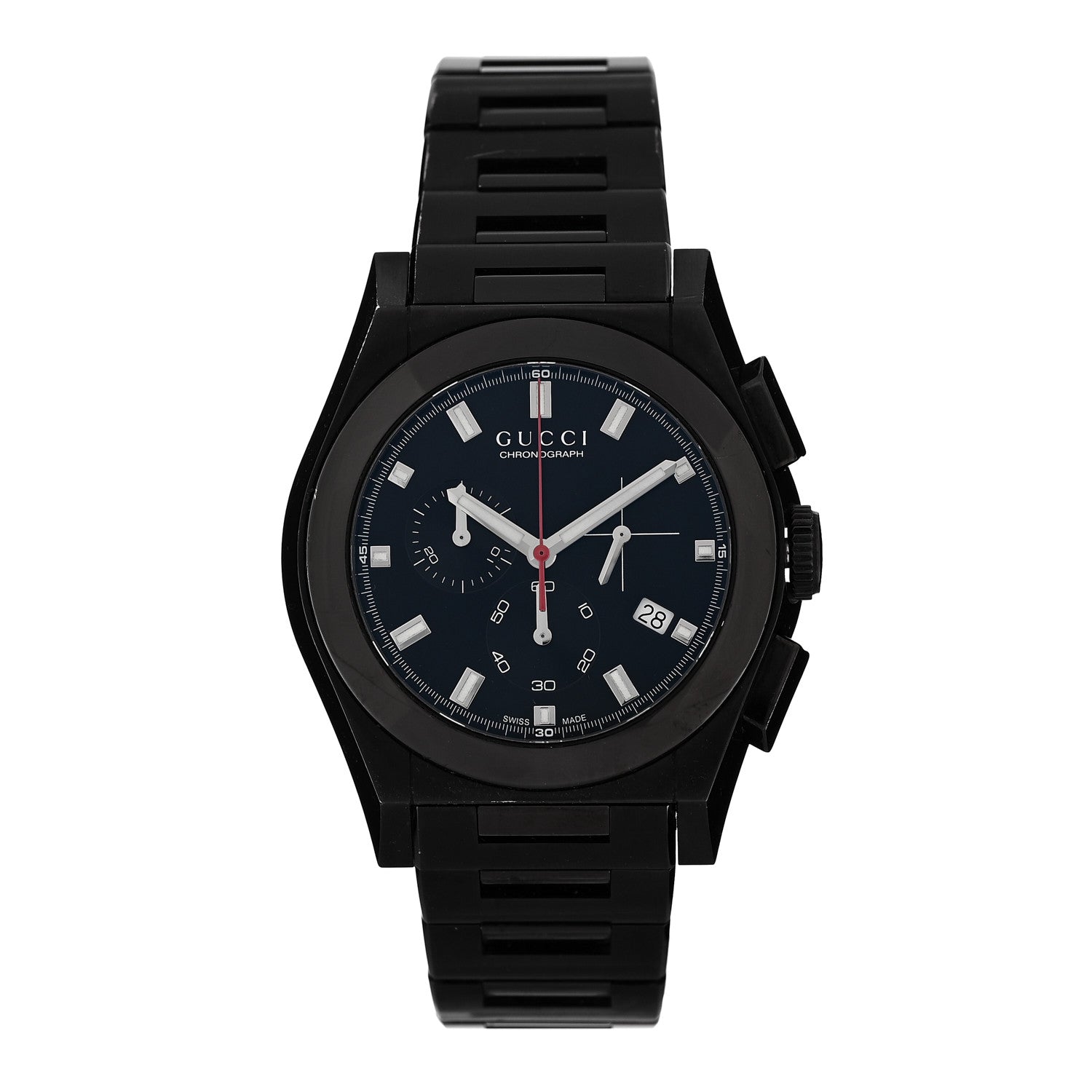 Gucci Stainless Steel 44mm Pantheon Chronograph Quartz Watch Black