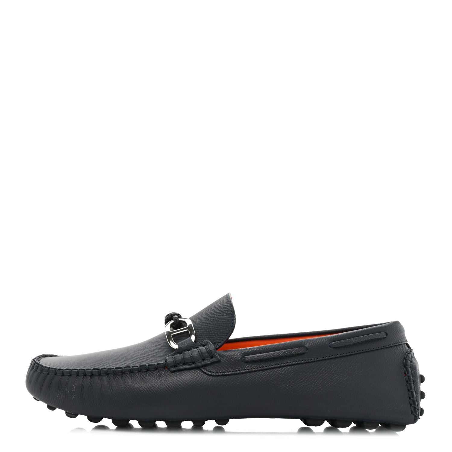 Hermes Epsom Mens Alessandro Moccasin Loafers 42.5 Marine 1 of 9