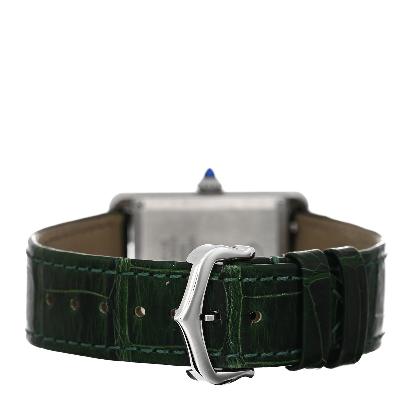 Stainless Steel Alligator 25mm Must de Cartier Tank Quartz Watch Green