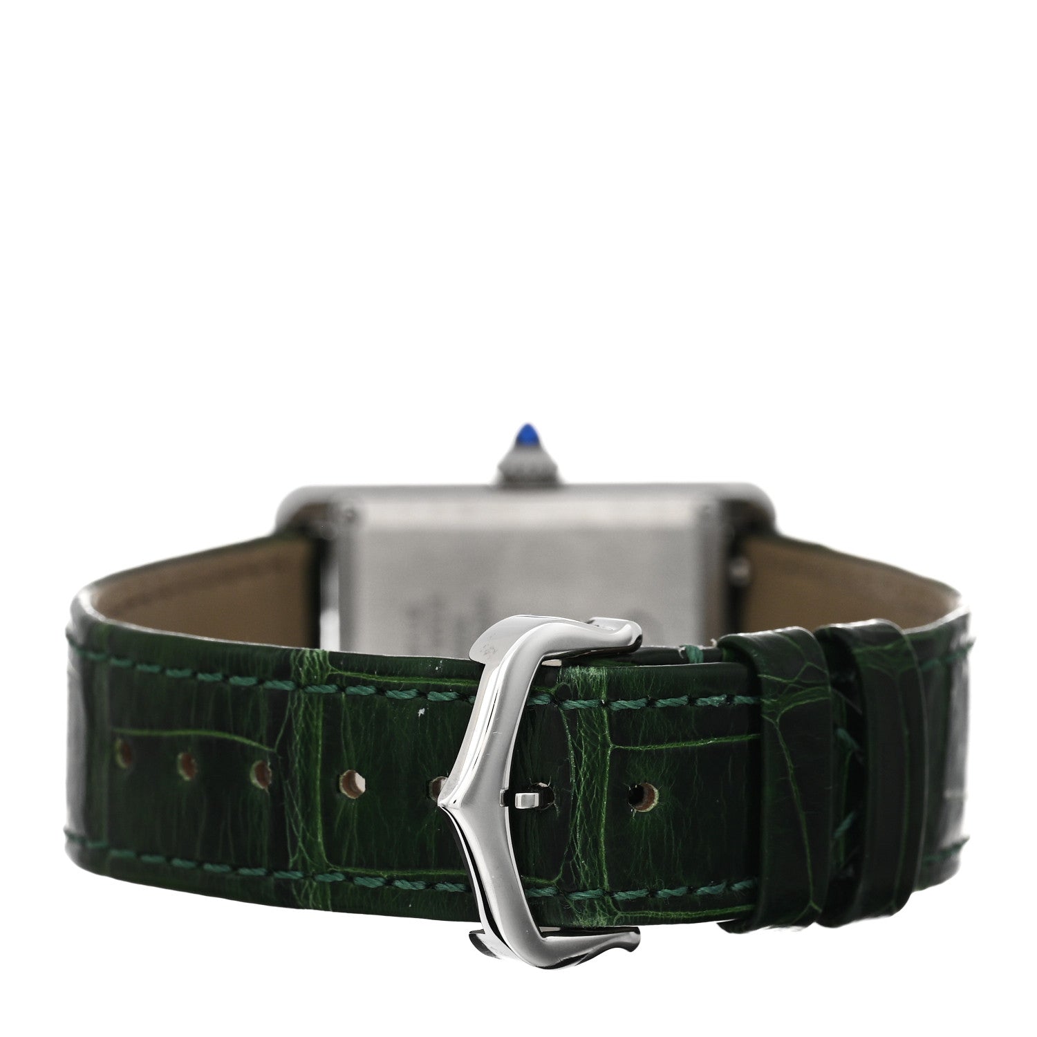 Cartier Stainless Steel Alligator 25mm Must de Cartier Tank Quartz Watch Green 3 of 5