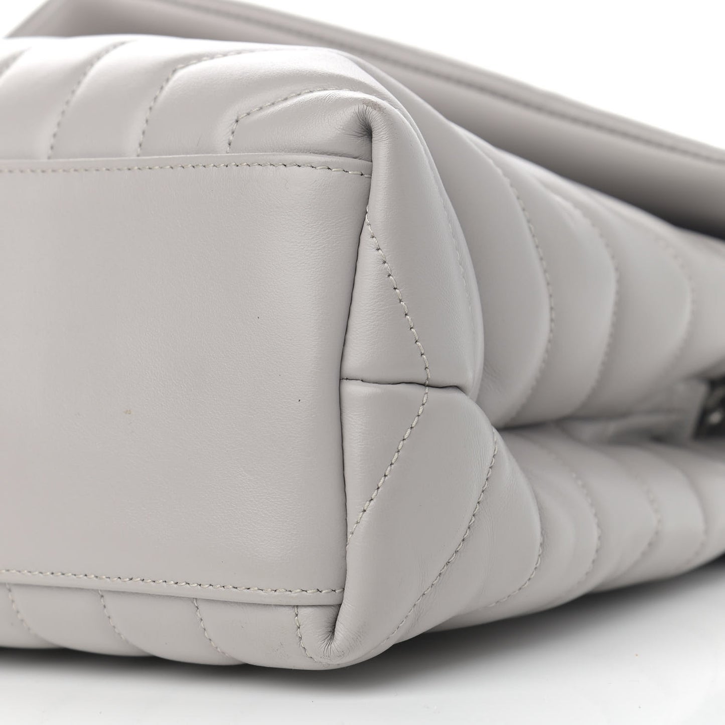 Calfskin Y Quilted Monogram Medium Loulou Chain Satchel Light Gray