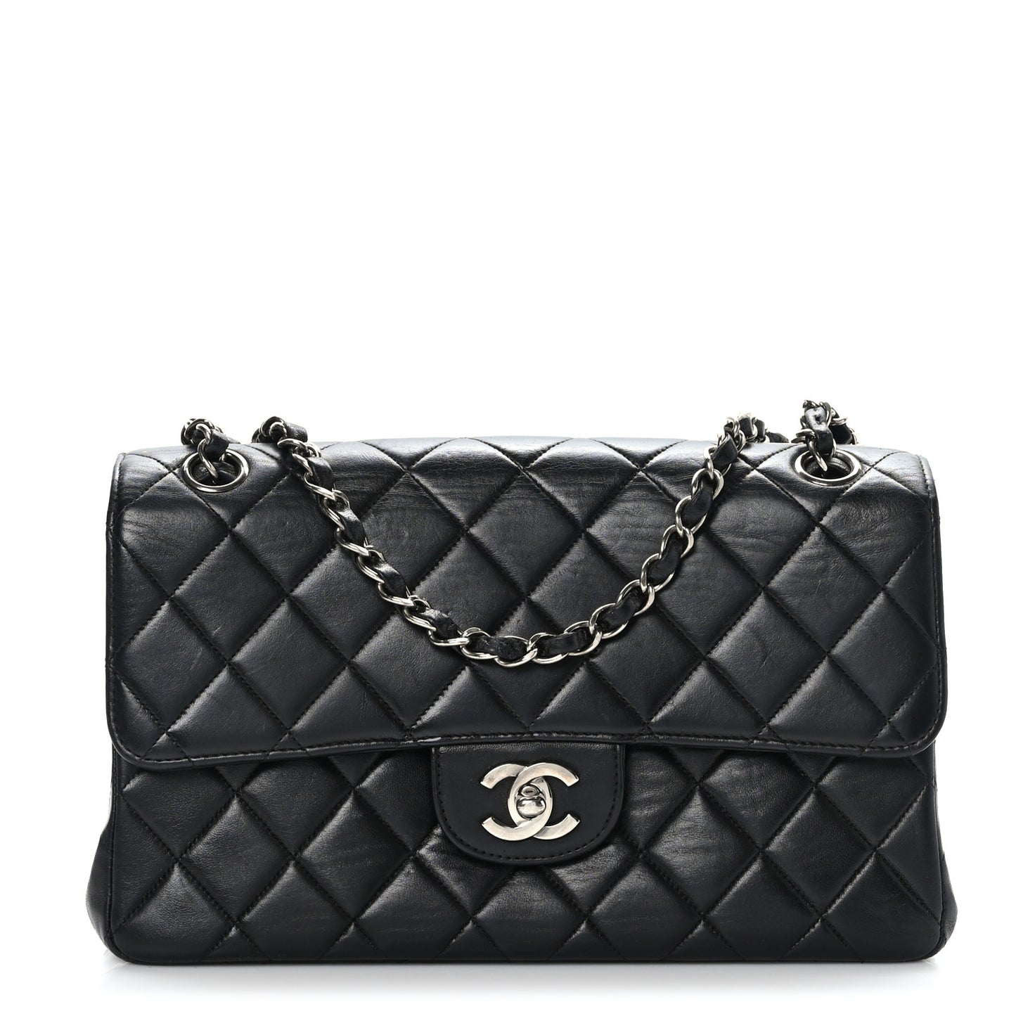 Lambskin Quilted Medium Double Sided Flap Black