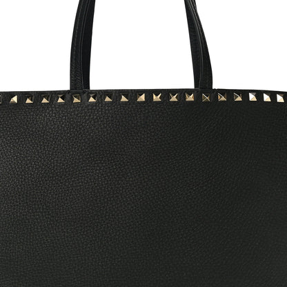 Valentino Garavani Grained Calfskin Rockstud Shoulder Tote Black 6 of 8