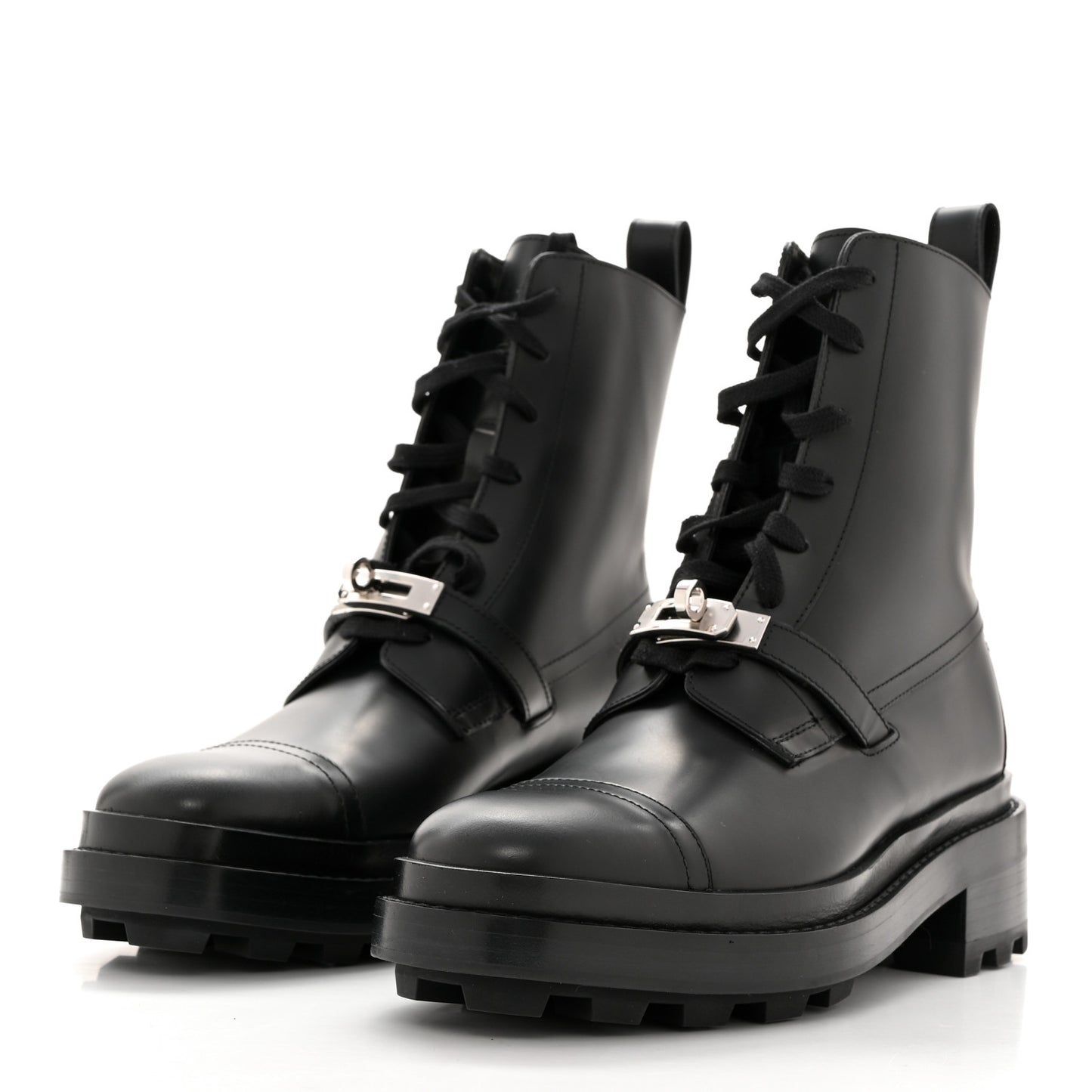 Glossed Calfskin Funk Ankle Boots 37.5 Black