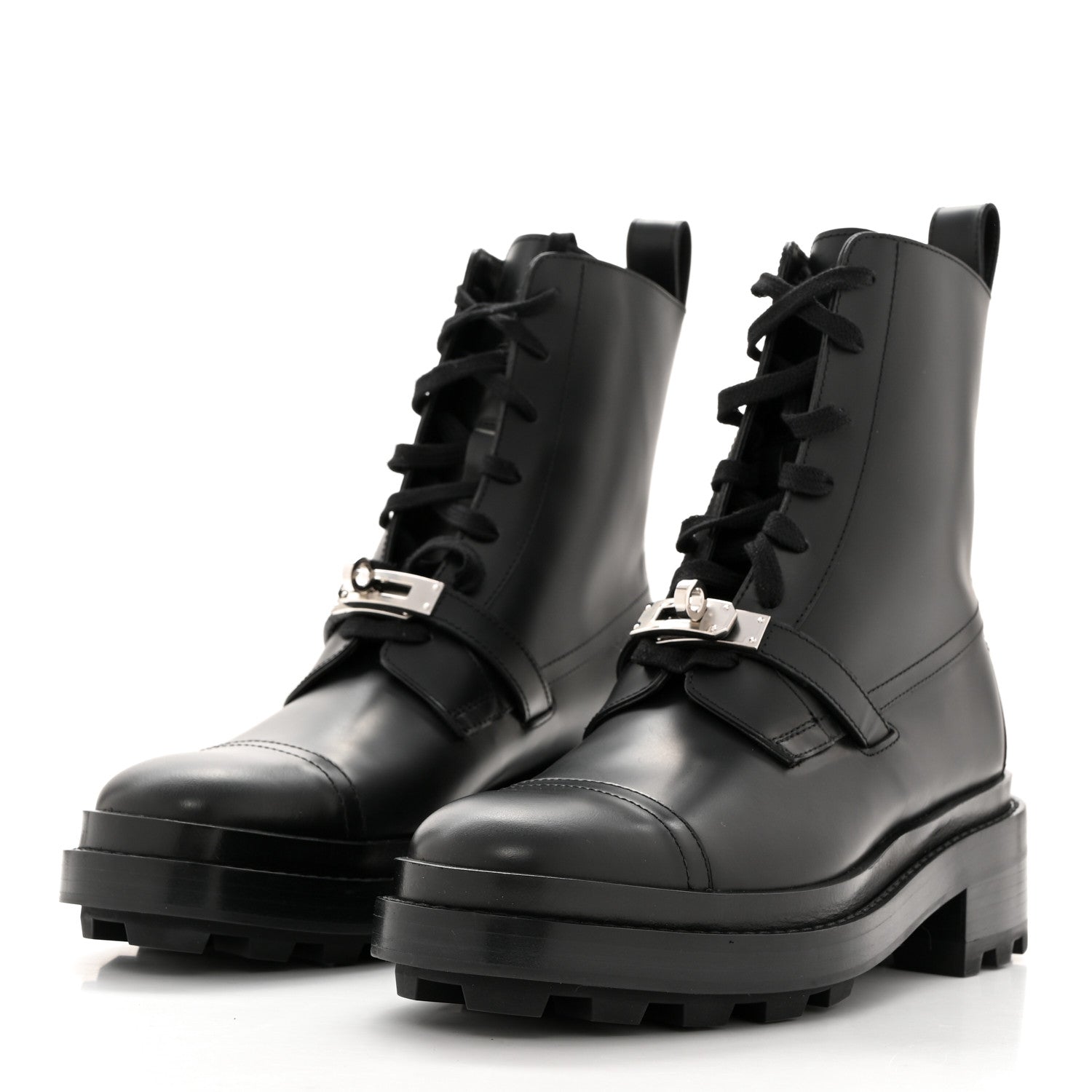 Hermes Glossed Calfskin Funk Ankle Boots 37.5 Black 3 of 9