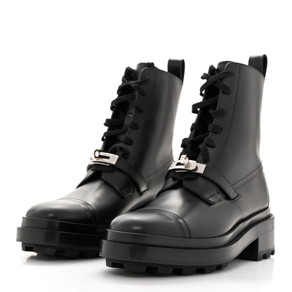 Hermes Glossed Calfskin Funk Ankle Boots 37.5 Black 3 of 9
