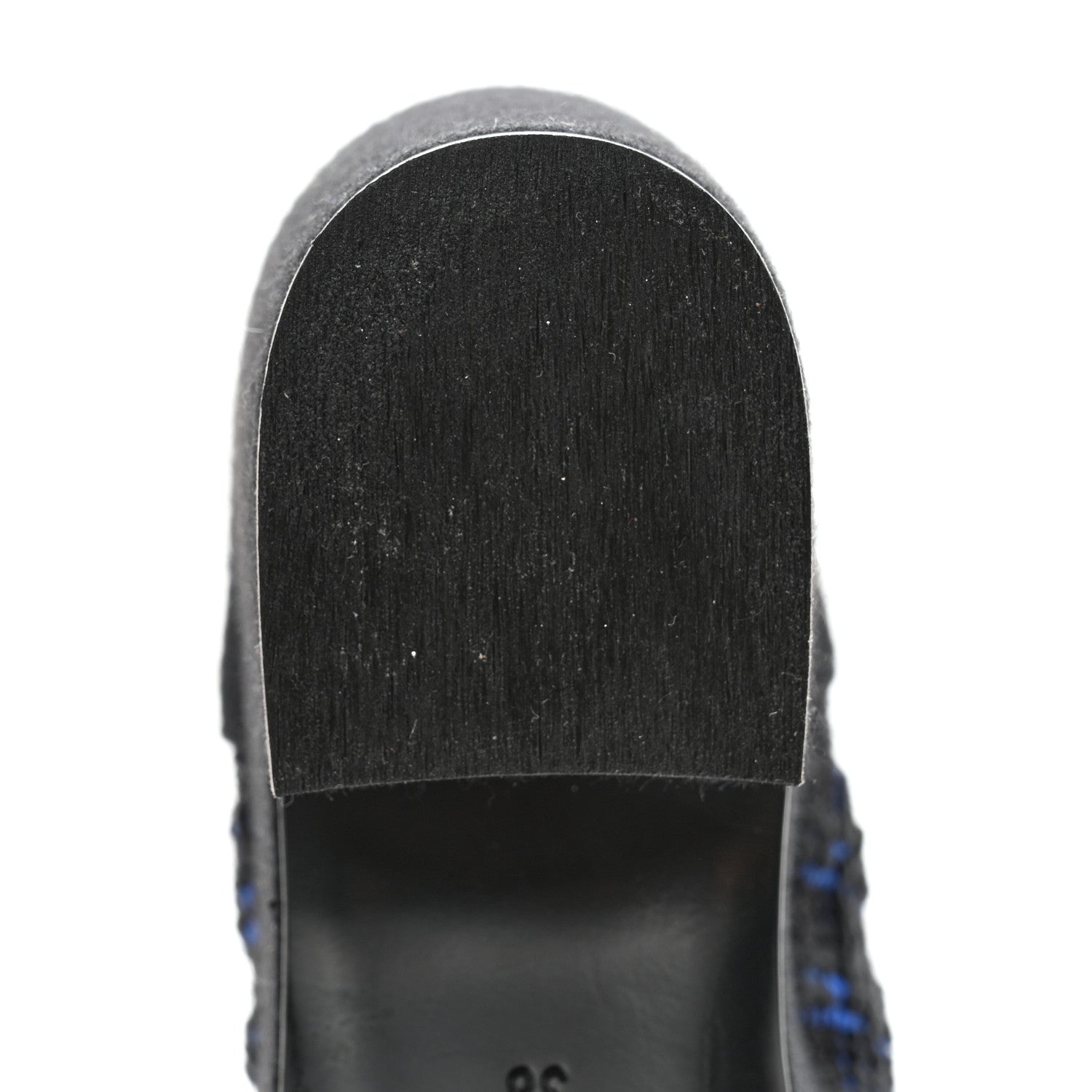 Chanel Tweed Lace Up Platform Oxfords 38 Black Blue 11 of 12