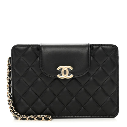 Chanel Lambskin Quilted CC Pouch Wristlet Black 1 of 8