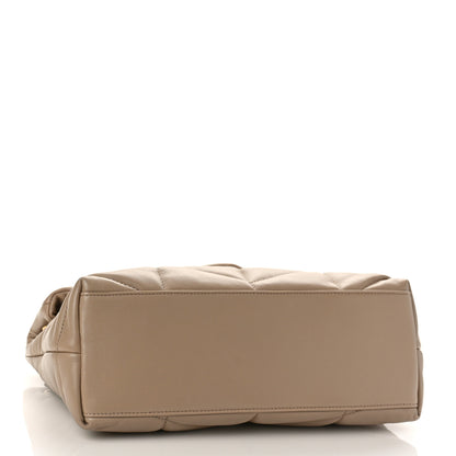 Saint Laurent Lambskin Quilted Small Loulou Puffer Monogram Chain Satchel Dark Beige 4 of 8