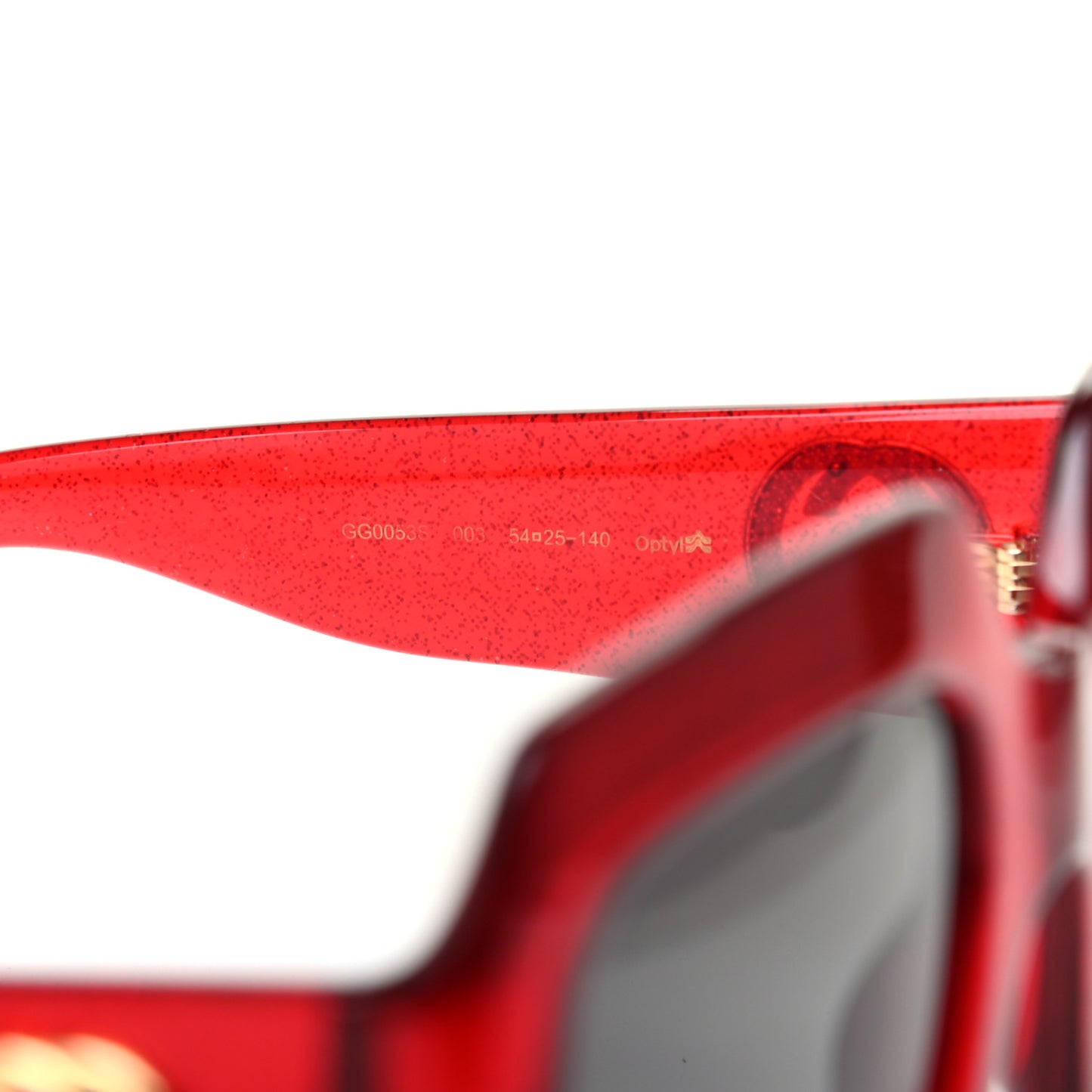 Acetate Square Frame Sunglasses GG0036S Glitter Red
