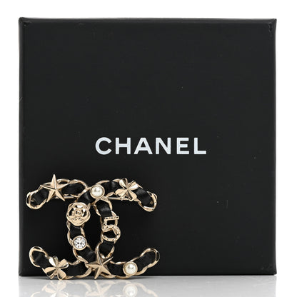 Chanel Lambskin Pearl Strass Sergeant Chanel Brooch Black Gold 4 of 4