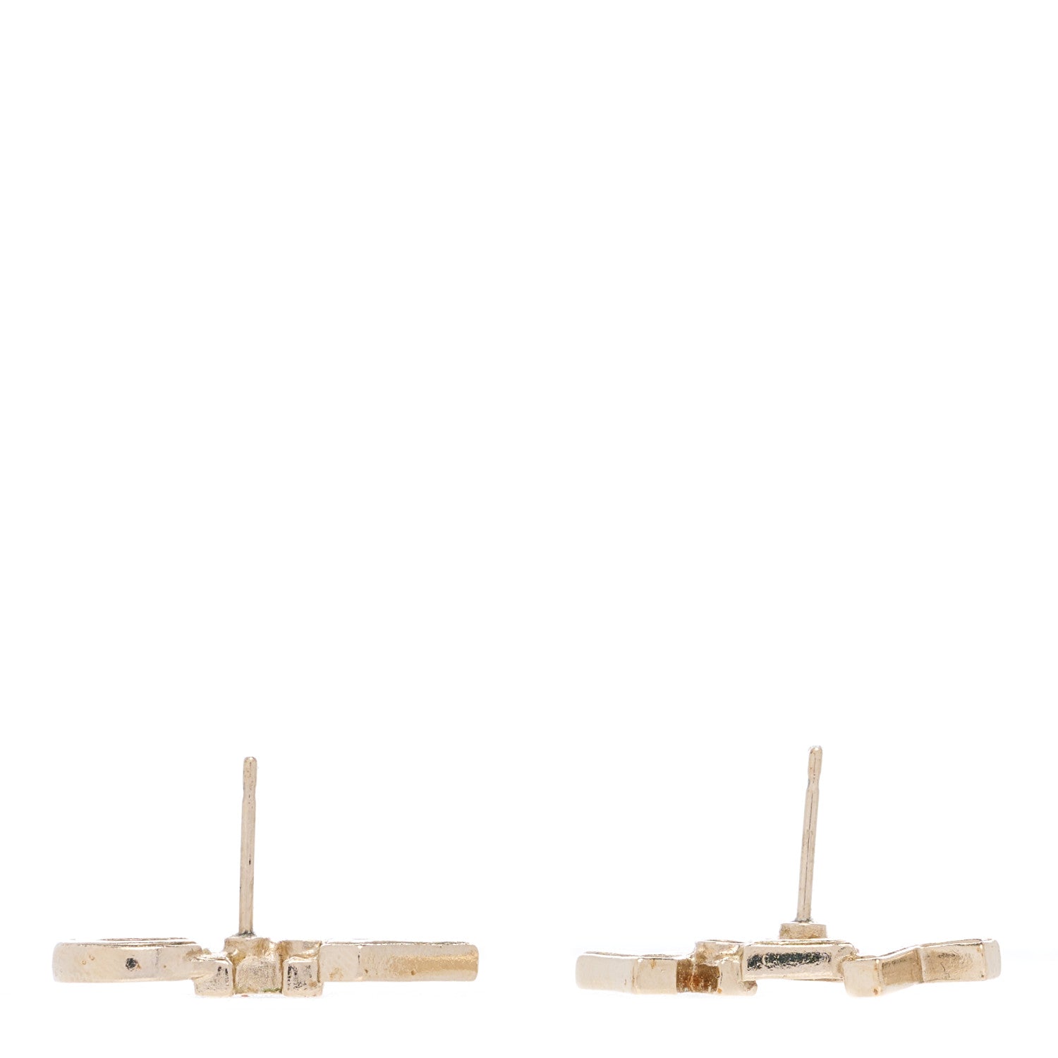 Chanel Crystal Pearl Signature Stud Earrings Gold 3 of 4