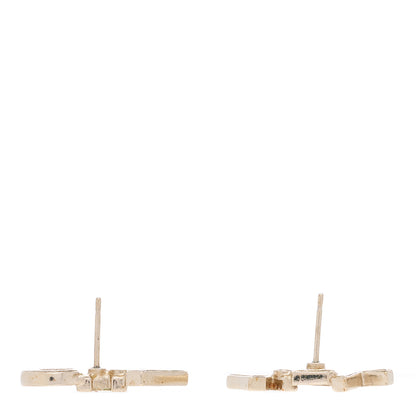 Chanel Crystal Pearl Signature Stud Earrings Gold 3 of 4