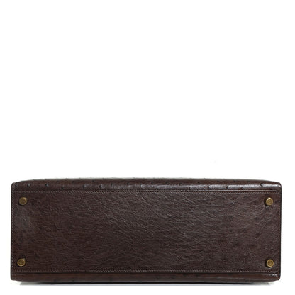 Hermes Ostrich Kelly Sellier 32 Chocolate 6 of 17