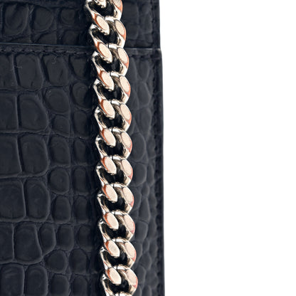 Saint Laurent Calfskin Crocodile Embossed Medium Monogram Sunset Navy 15 of 18